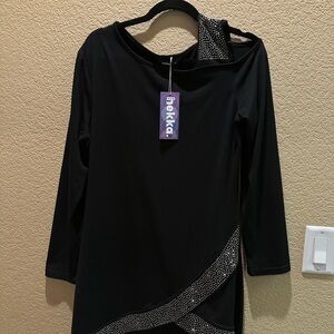 Belka Black Long Sleeve Dress with Rhinestone Accents